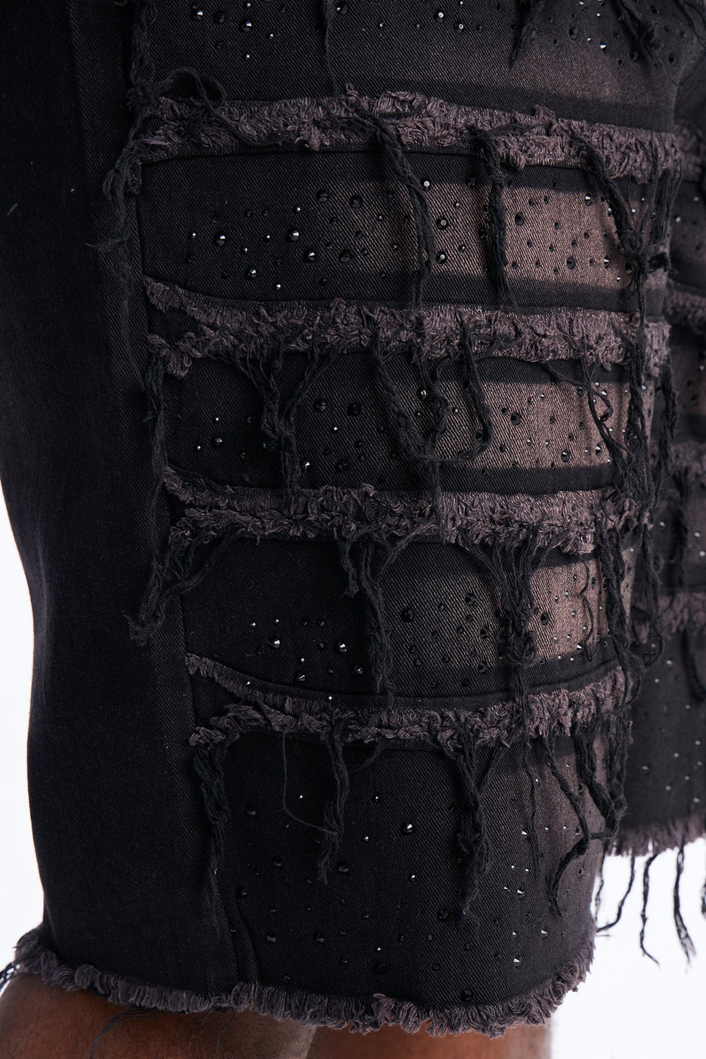 Relaxed Jeweled Havoc Denim Short - Black