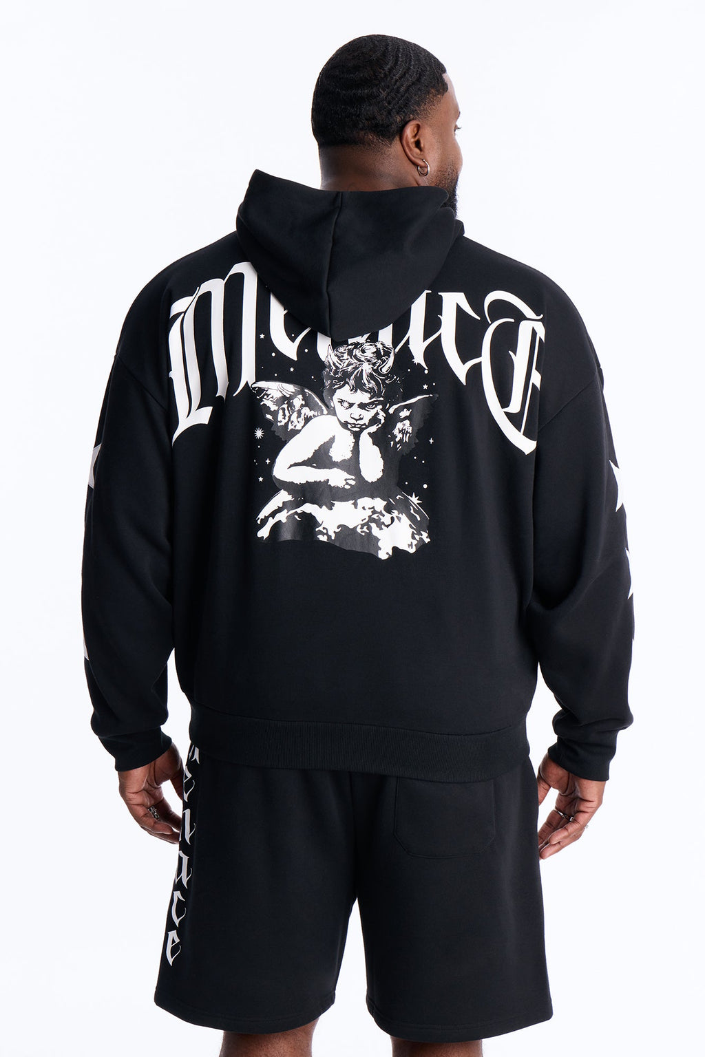 Menace Sent Embroidery Hoodie - Black