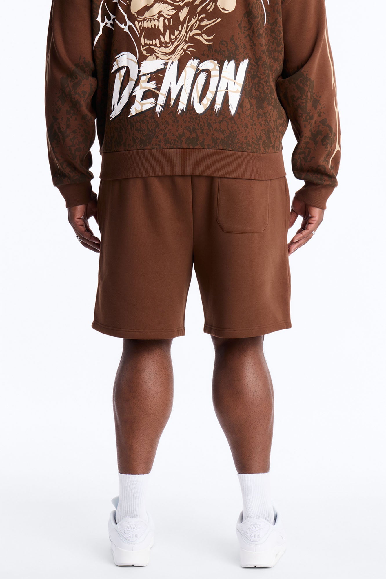 Dodge Demon Oni Mask Sweatshorts - Brown