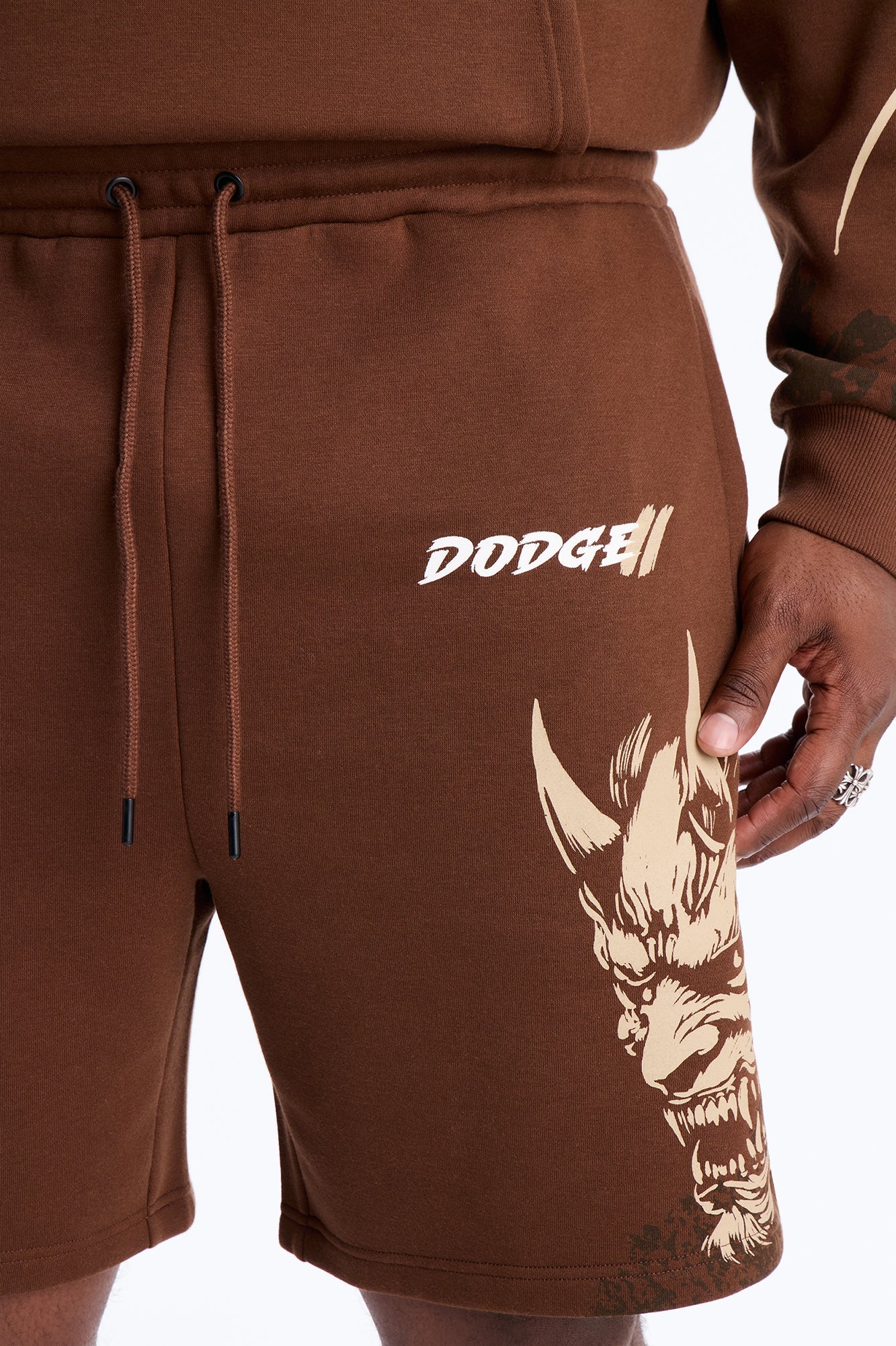 Dodge Demon Oni Mask Sweatshorts - Brown