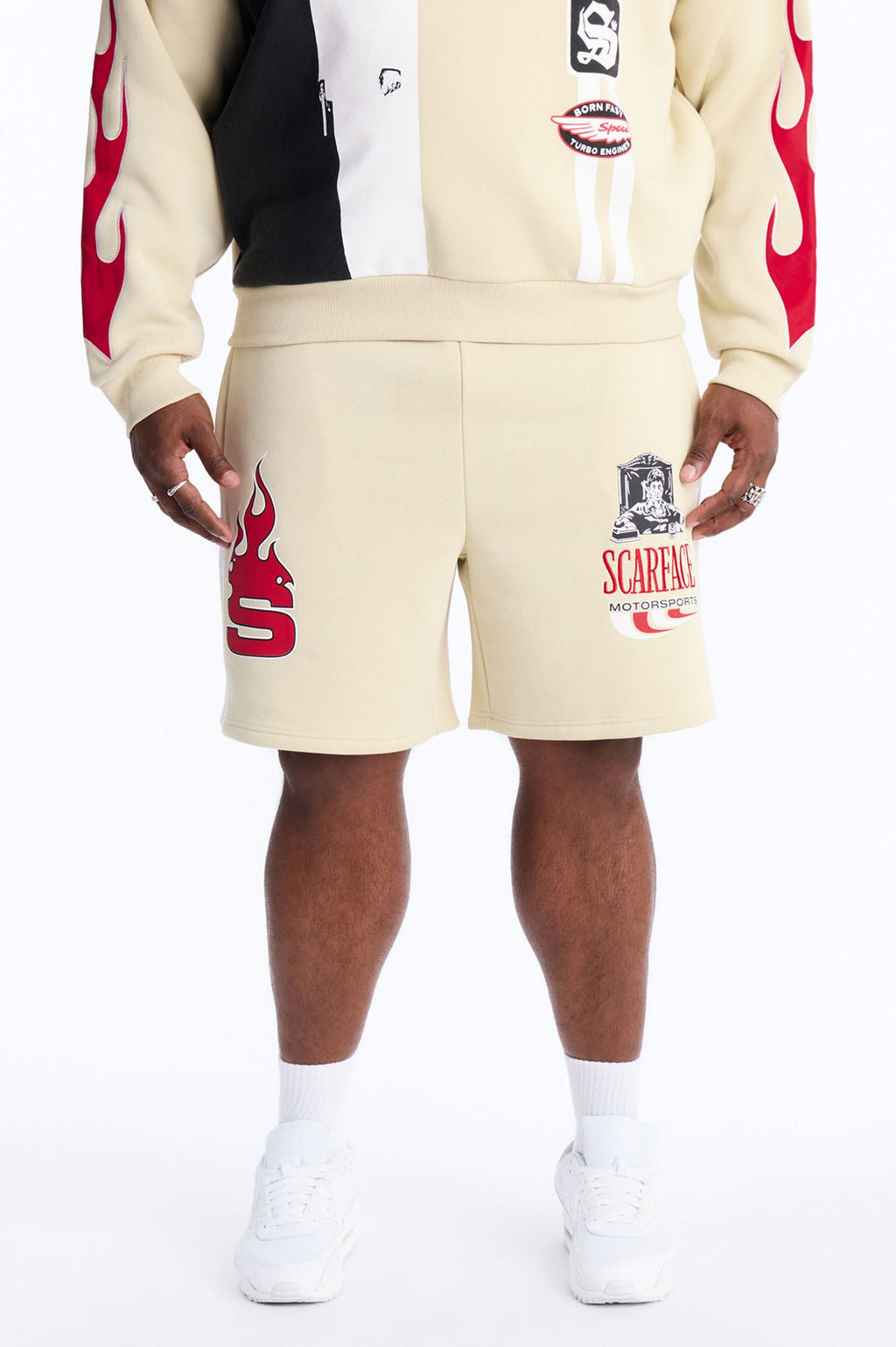 Scarface Embroidery Patch Sweatshorts - Khaki
