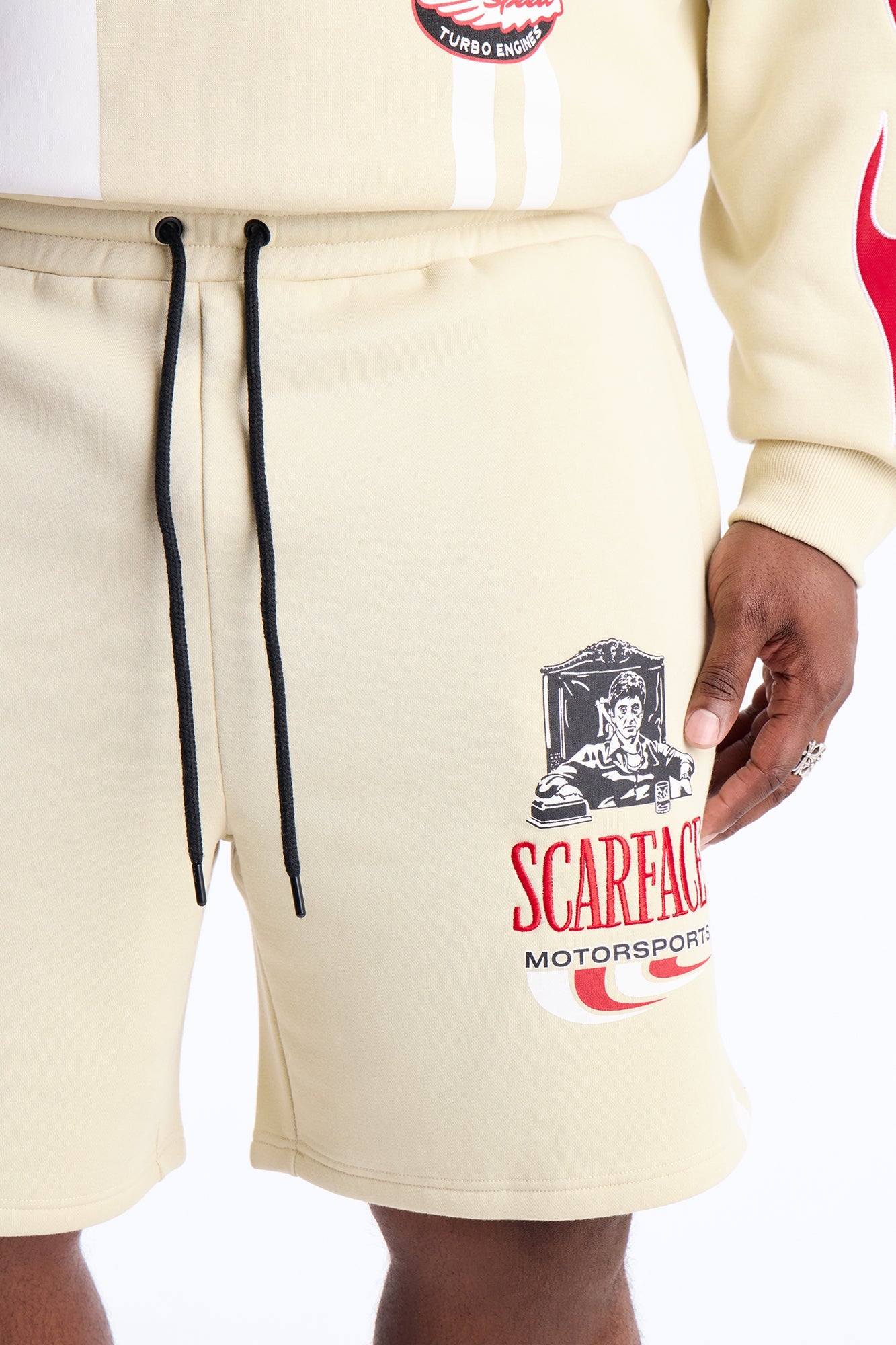 Scarface Embroidery Patch Sweatshorts - Khaki