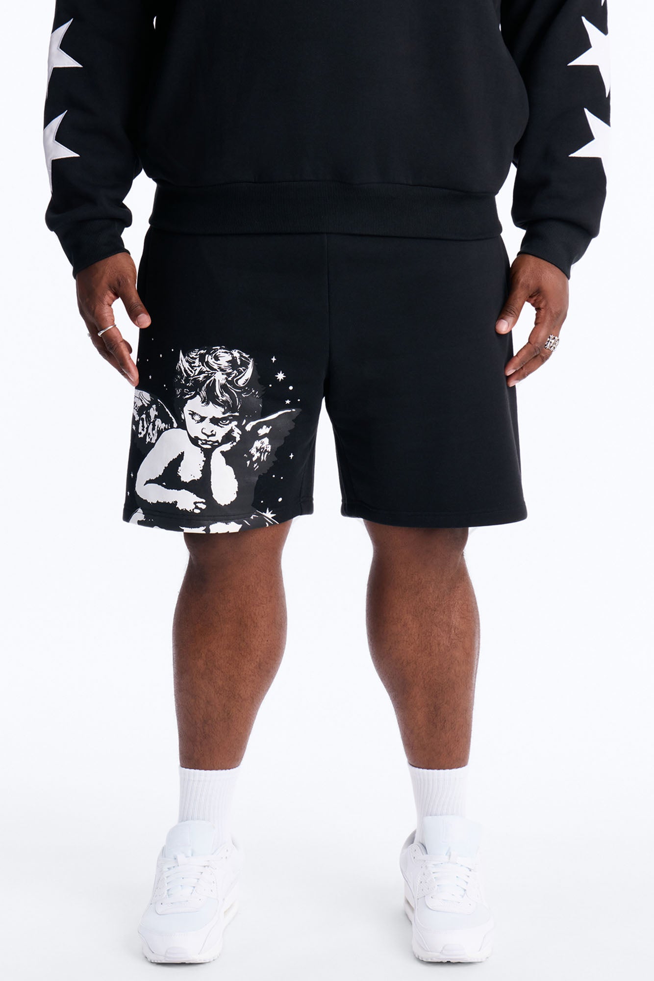 Menace Sent Embroidery Sweatshorts - Black