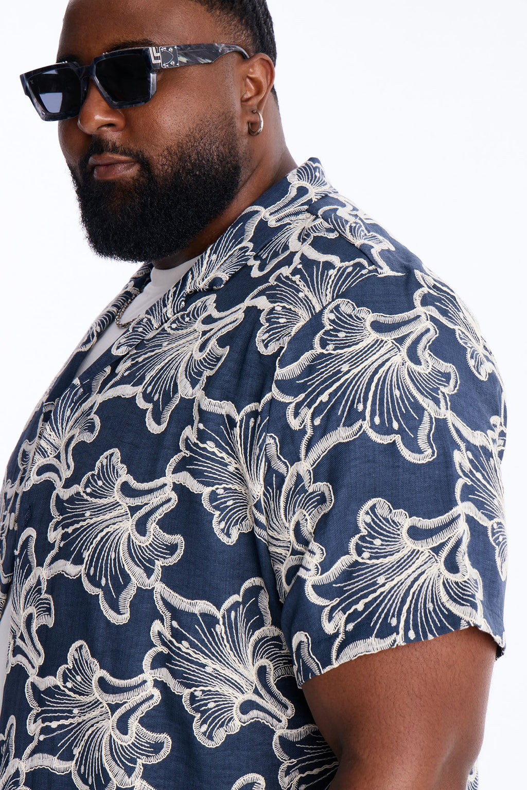 Coastal Drift Cuban Button Up Shirt - Navy