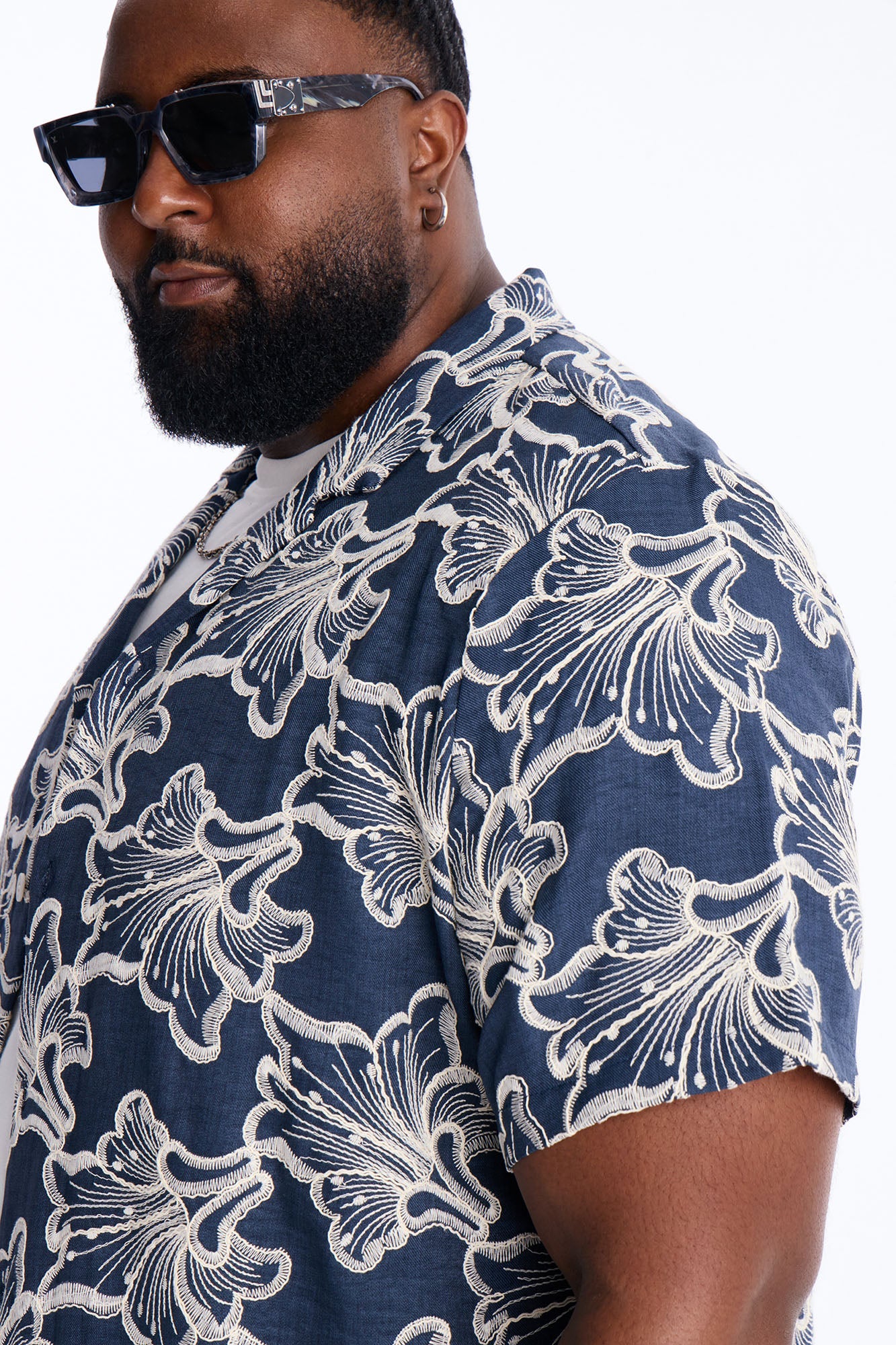 Coastal Drift Cuban Button Up Shirt - Navy