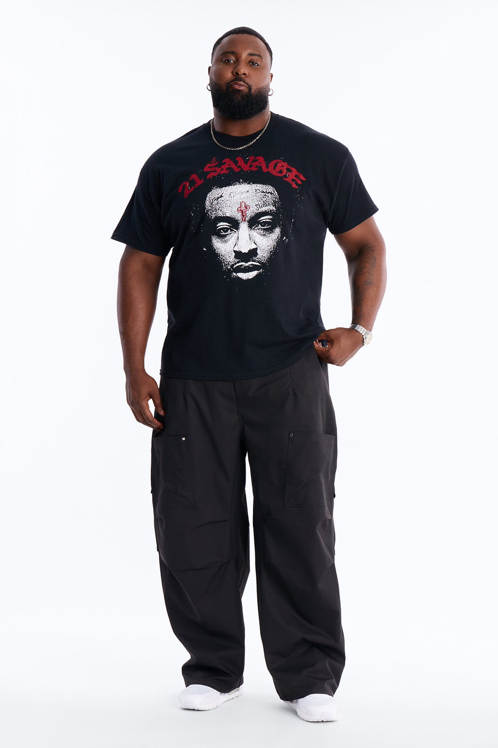 21 Savage Distressed Short Sleeve Tee - Black