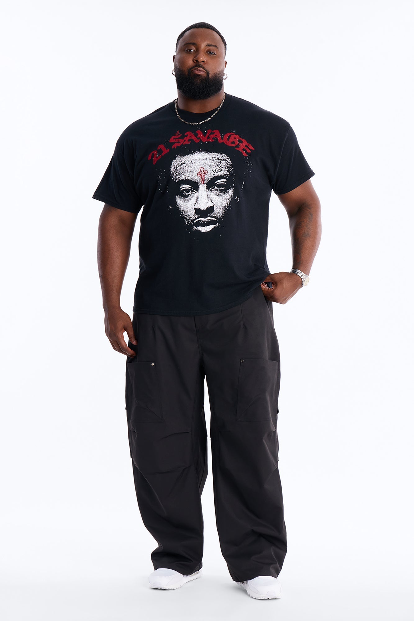 21 Savage Distressed Short Sleeve Tee - Black
