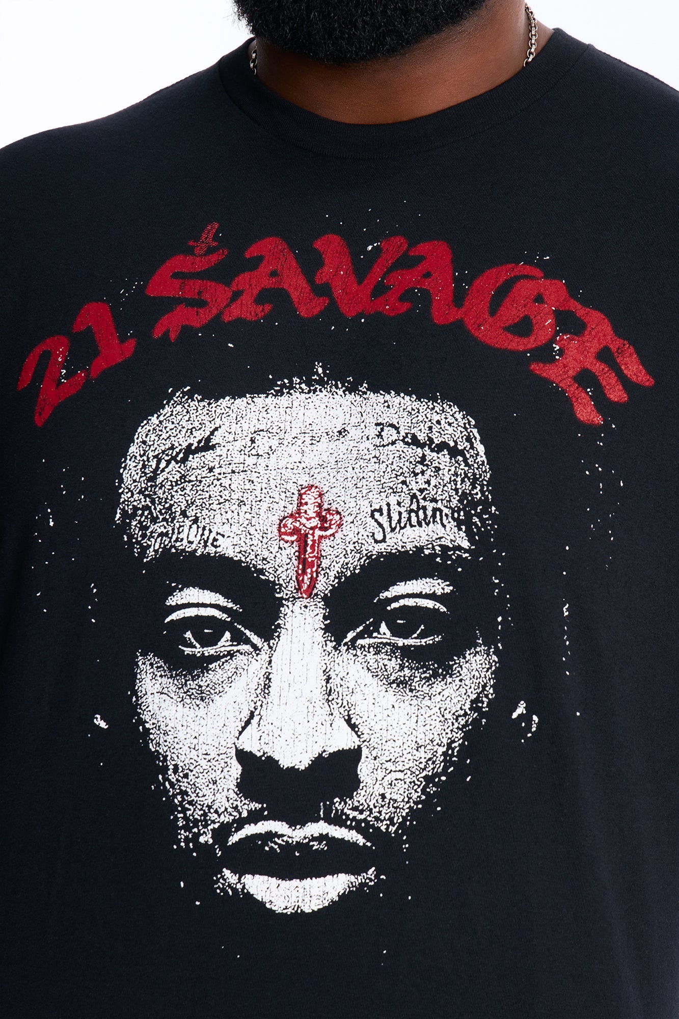 21 Savage Distressed Short Sleeve Tee - Black
