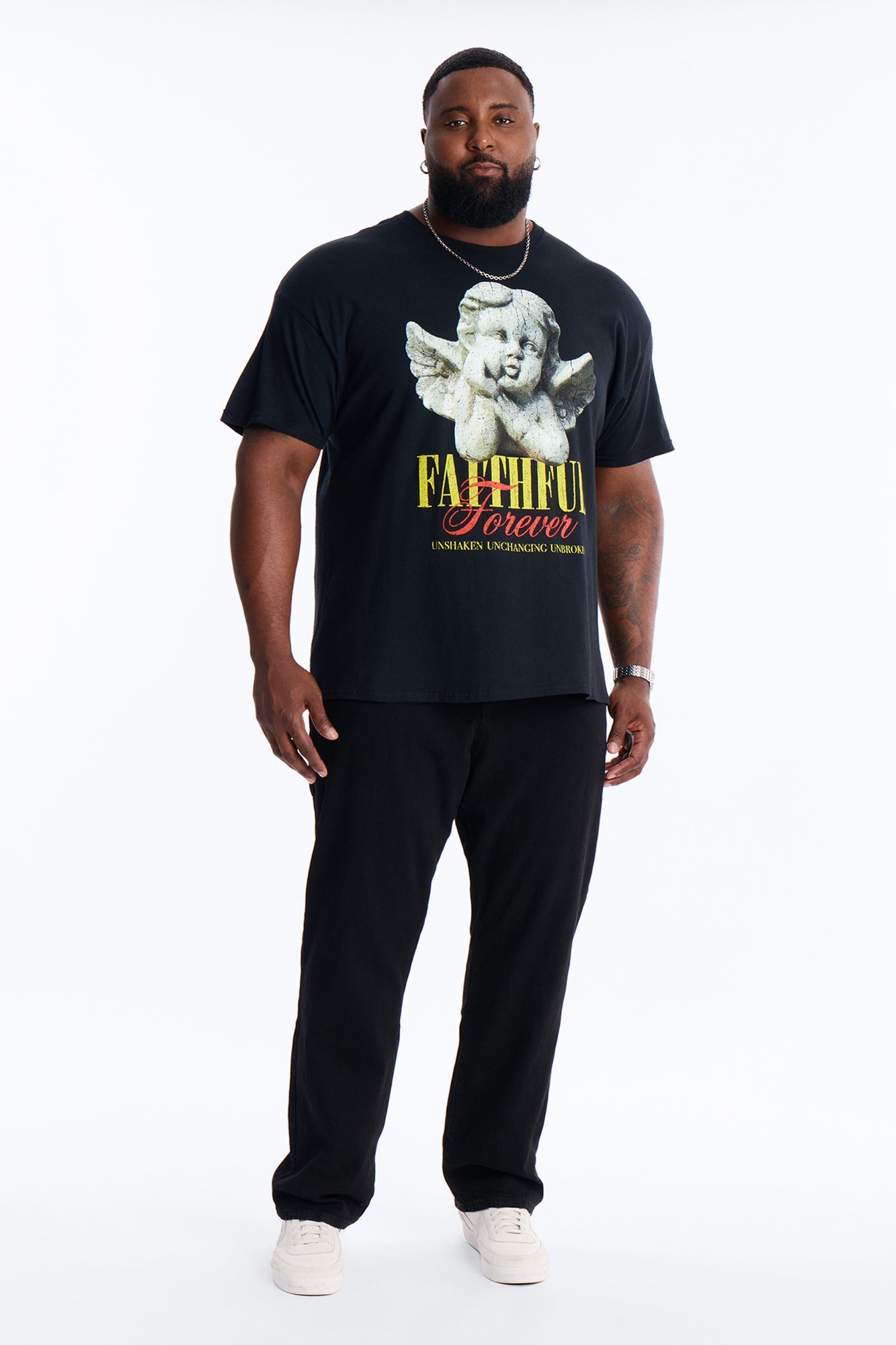 Faithful Forever Angel Short Sleeve Tee - Black