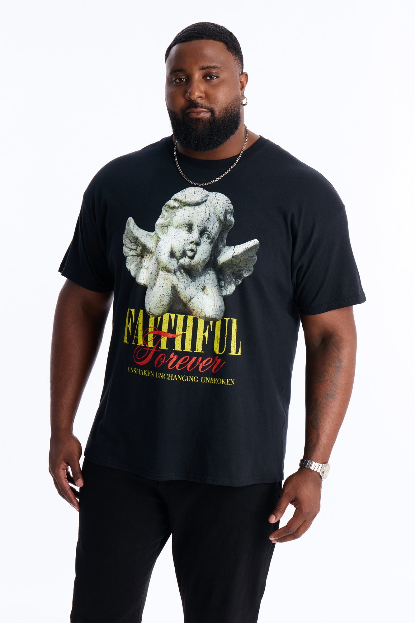 Faithful Forever Angel Short Sleeve Tee - Black