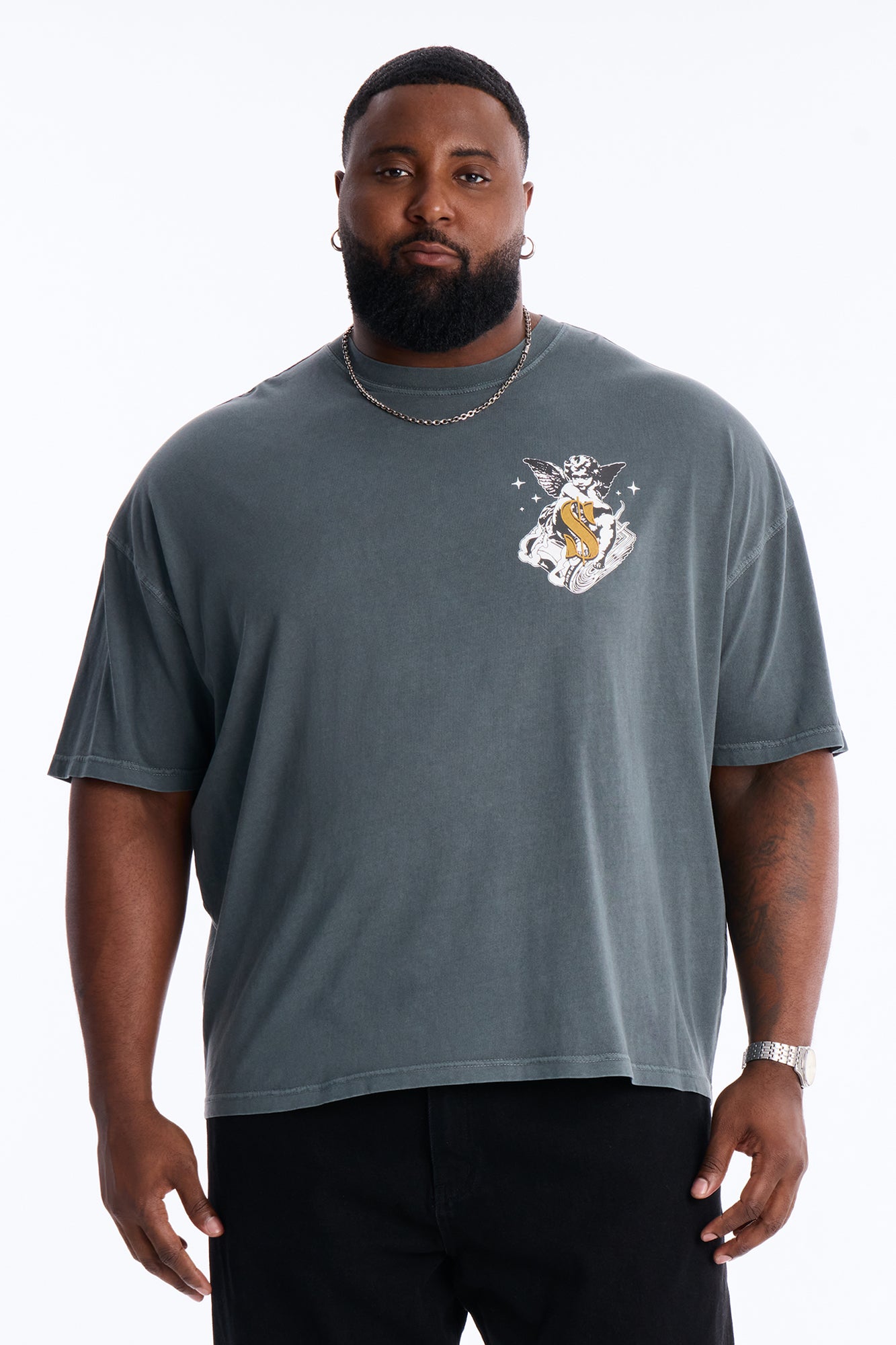 Protect Your Money Flow Oversized Short Sleeve Tee - Grey