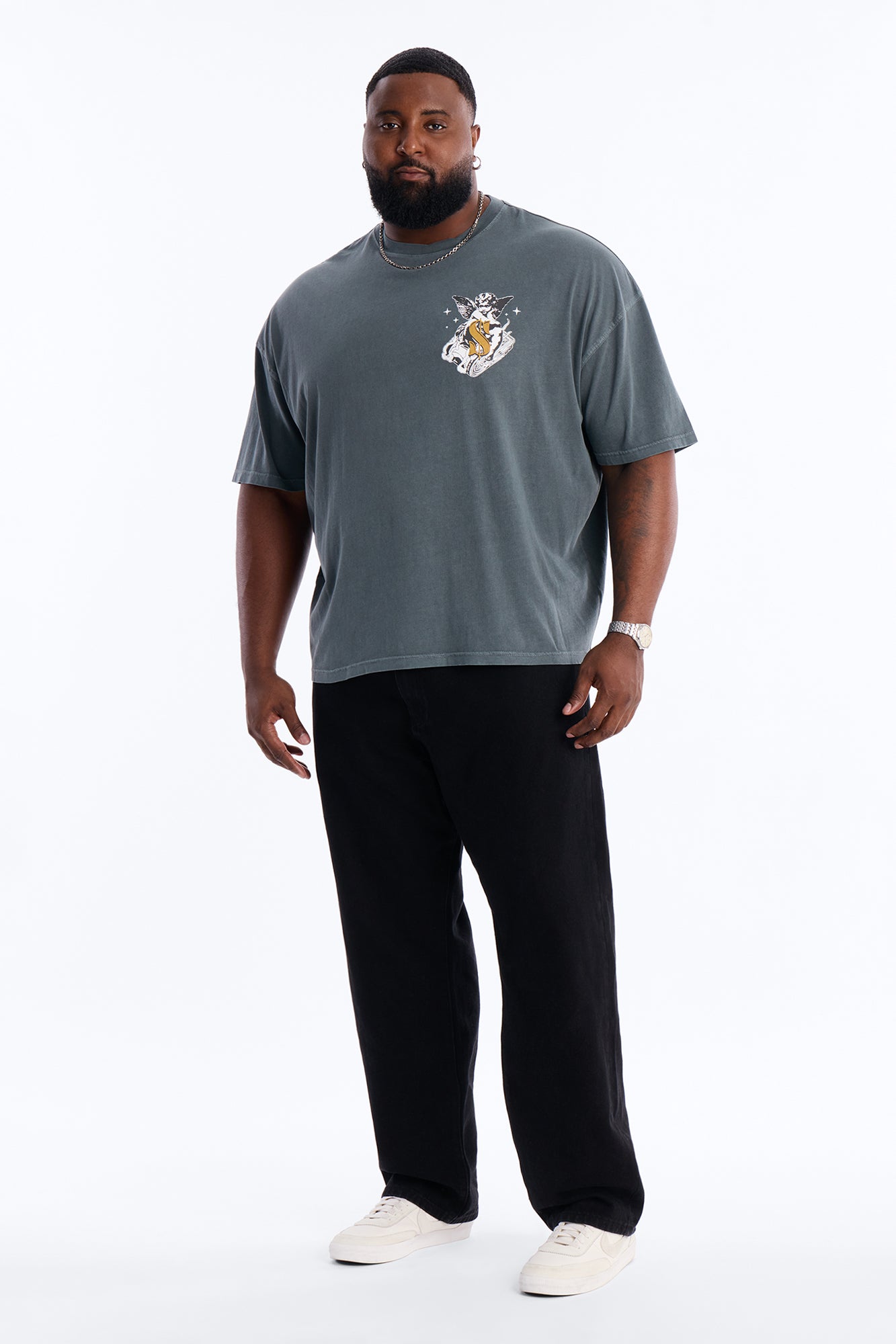 Protect Your Money Flow Oversized Short Sleeve Tee - Grey
