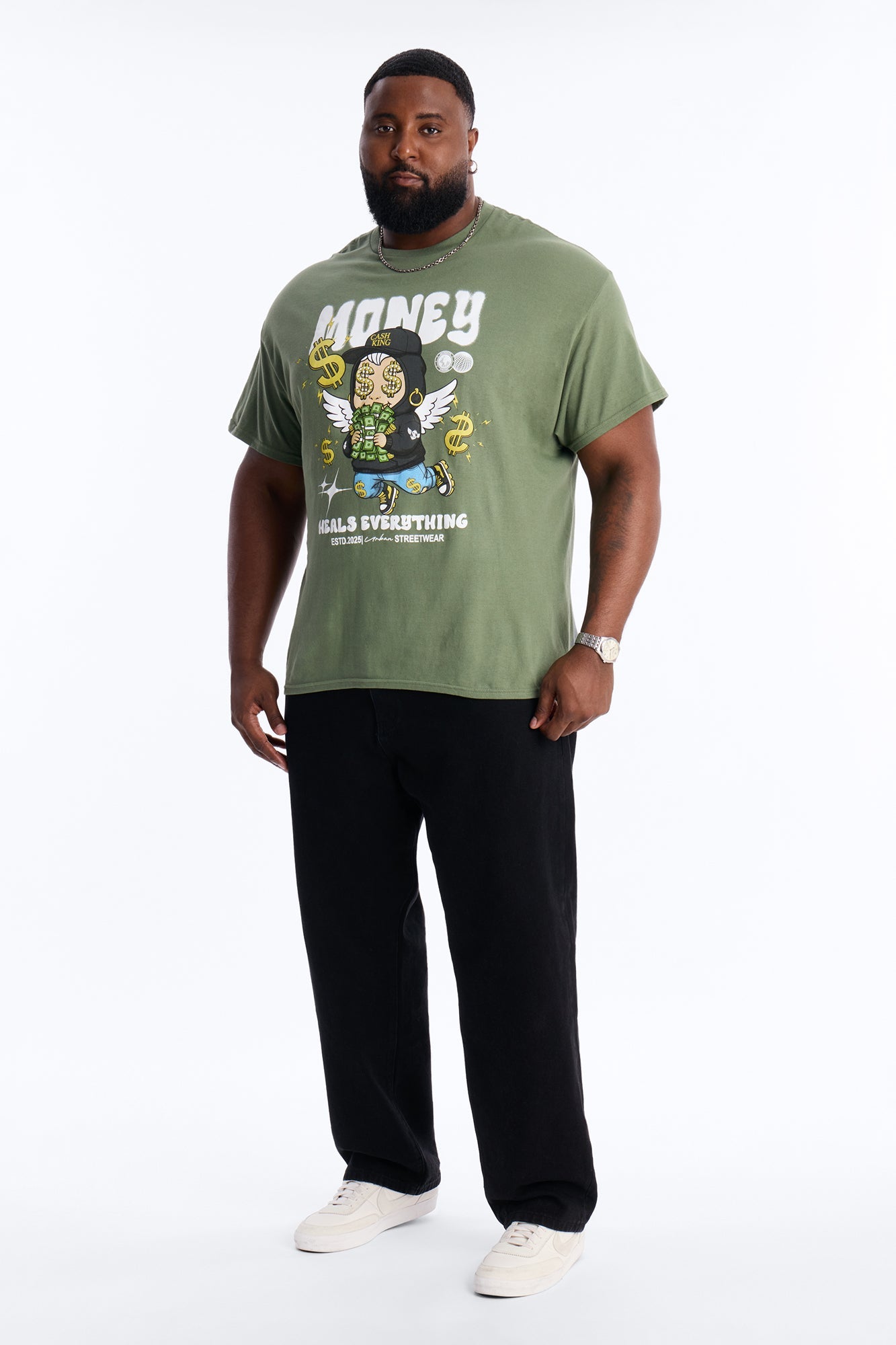 Money Heals Everything Short Sleeve Tee - Olive