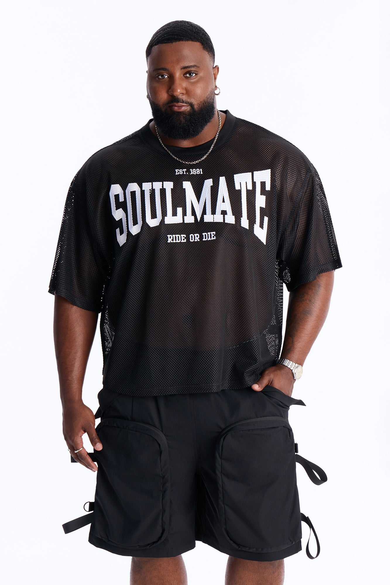 Soulmate Open Hole Mesh Top - Black