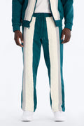 Straight Contrast Panel Knitted Track Pant - Teal