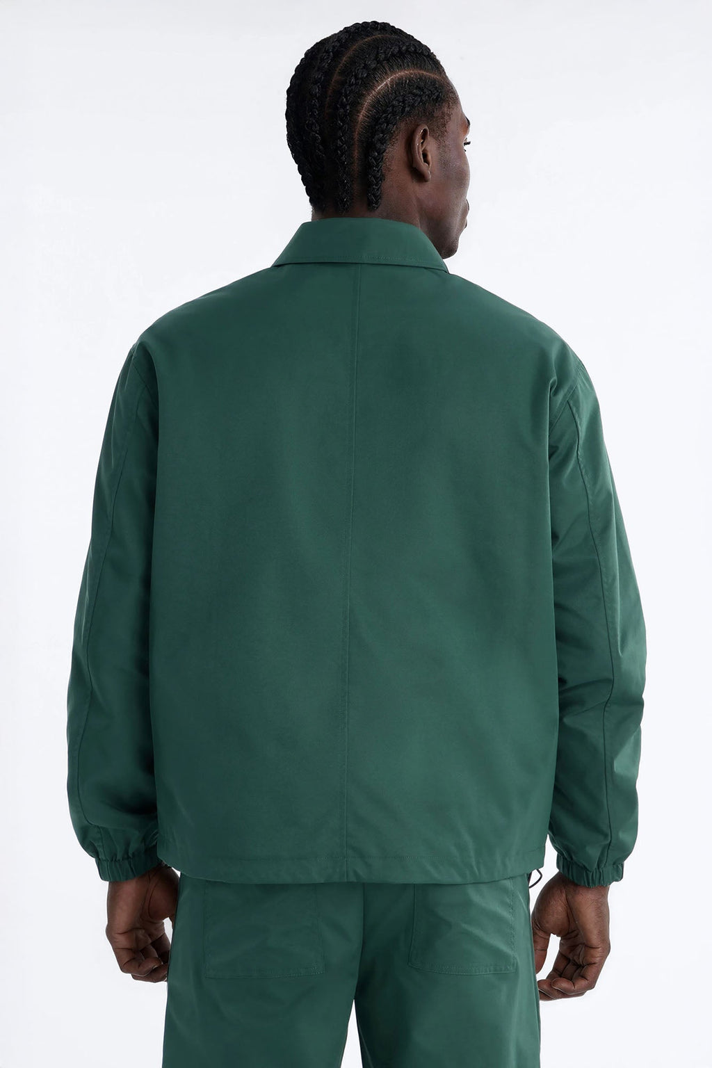 Relaxed Button Detailed Contrast Panel Coach Jacket - Green