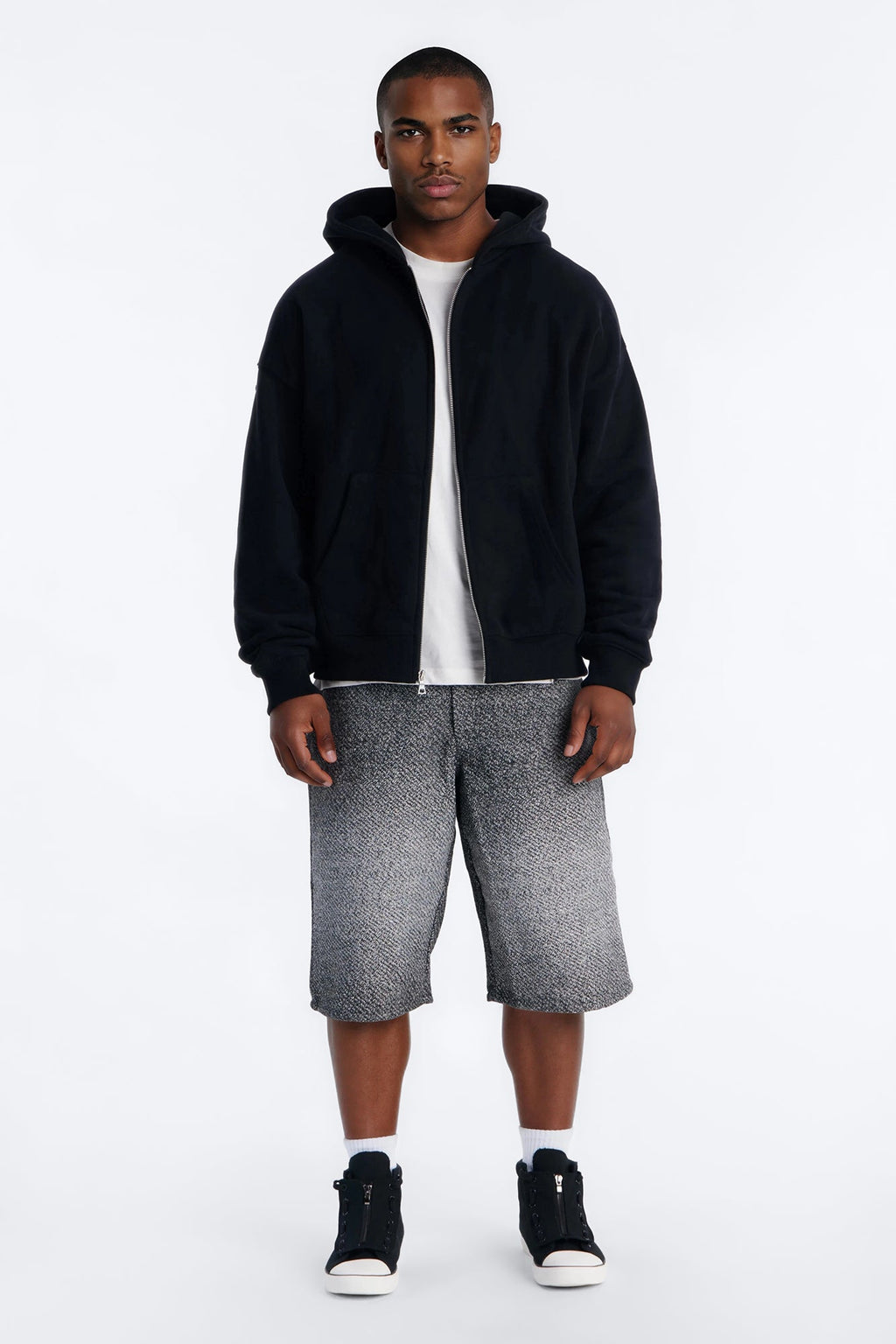 Baggy Tapestry Denim Short - Grey