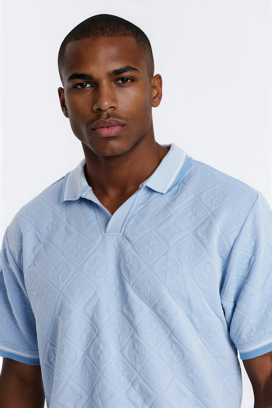 Saints Diamond Star Johnny Collar Polo - Light Blue