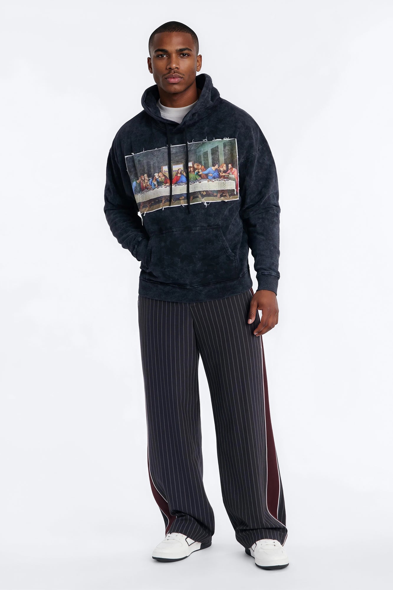 Last Supper Mineral Wash Hoodie - Black Wash