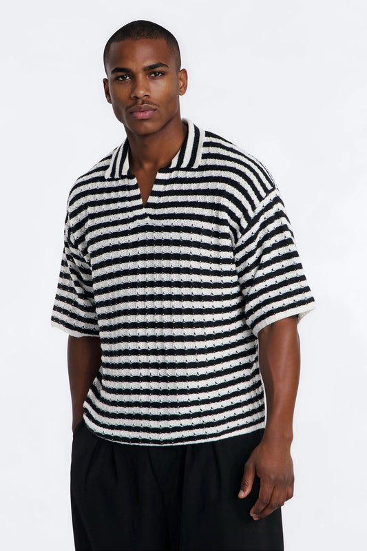 Relaxed Regatta Stripe Polo - Black