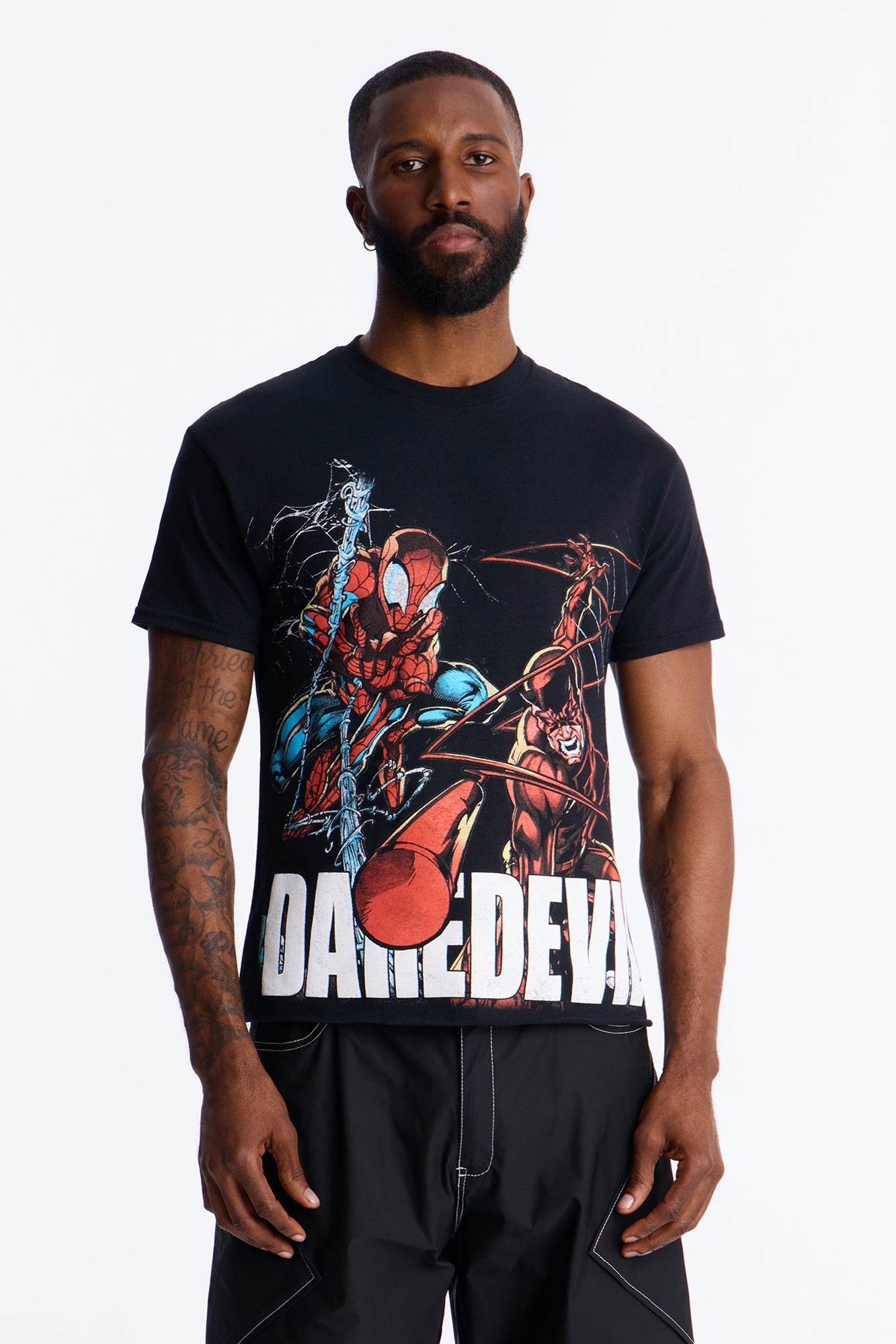 Daredevil And Spiderman Boxy Short Sleeve Tee - Black