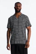 Royale Cuban Collar Button Up Shirt - Black