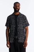 Azure Cuban Collar Button Up Shirt - Black