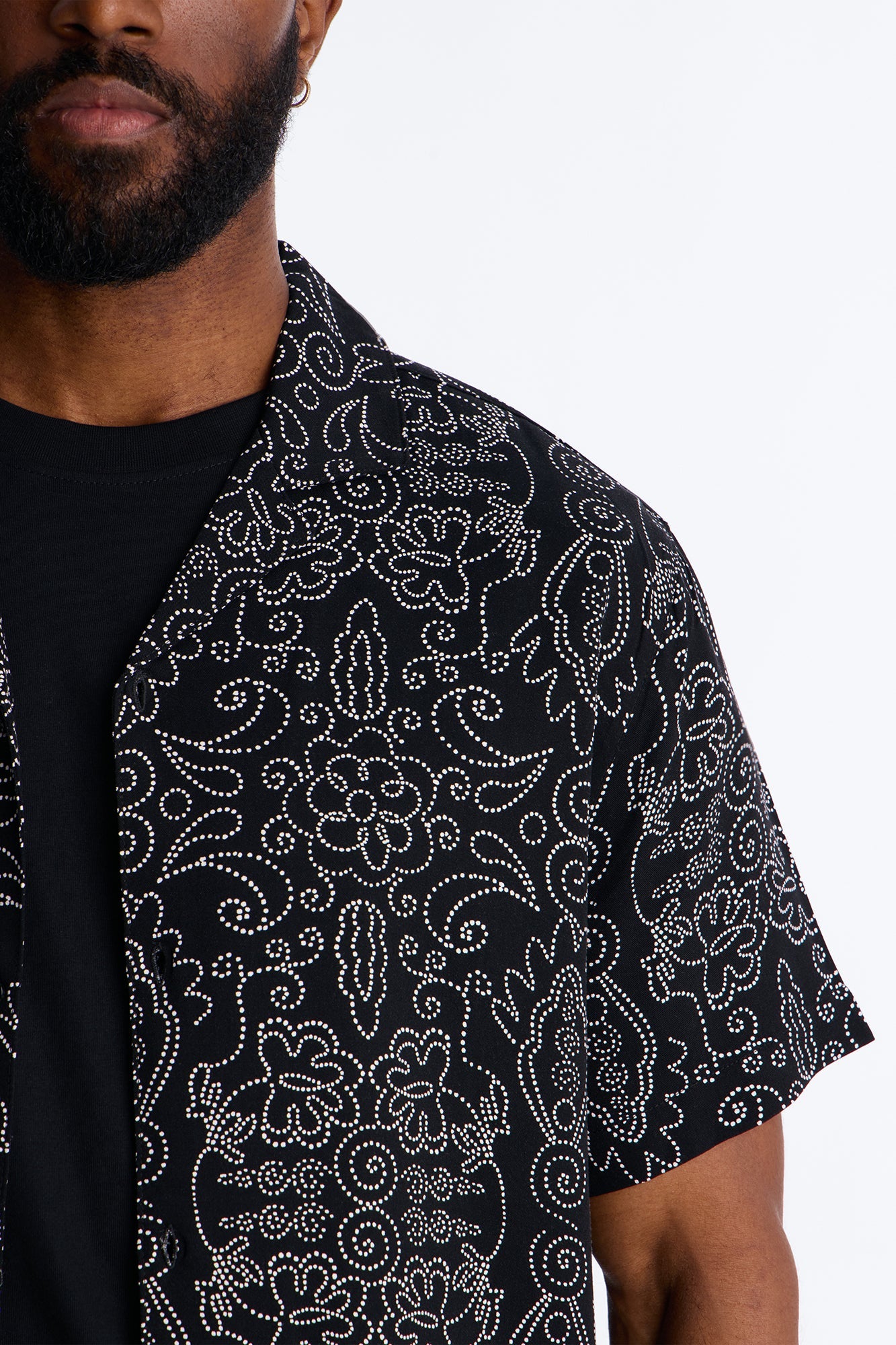 Azure Cuban Collar Button Up Shirt - Black