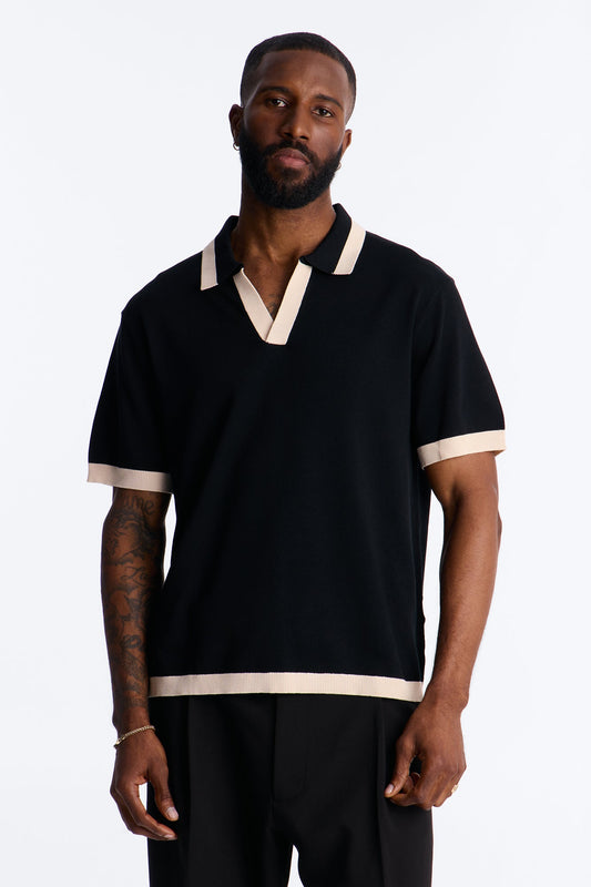 Rue Saint Johnny Collar Polo - Black