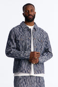 Cropped Matrix Denim Trucker Jacket - Dark Wash