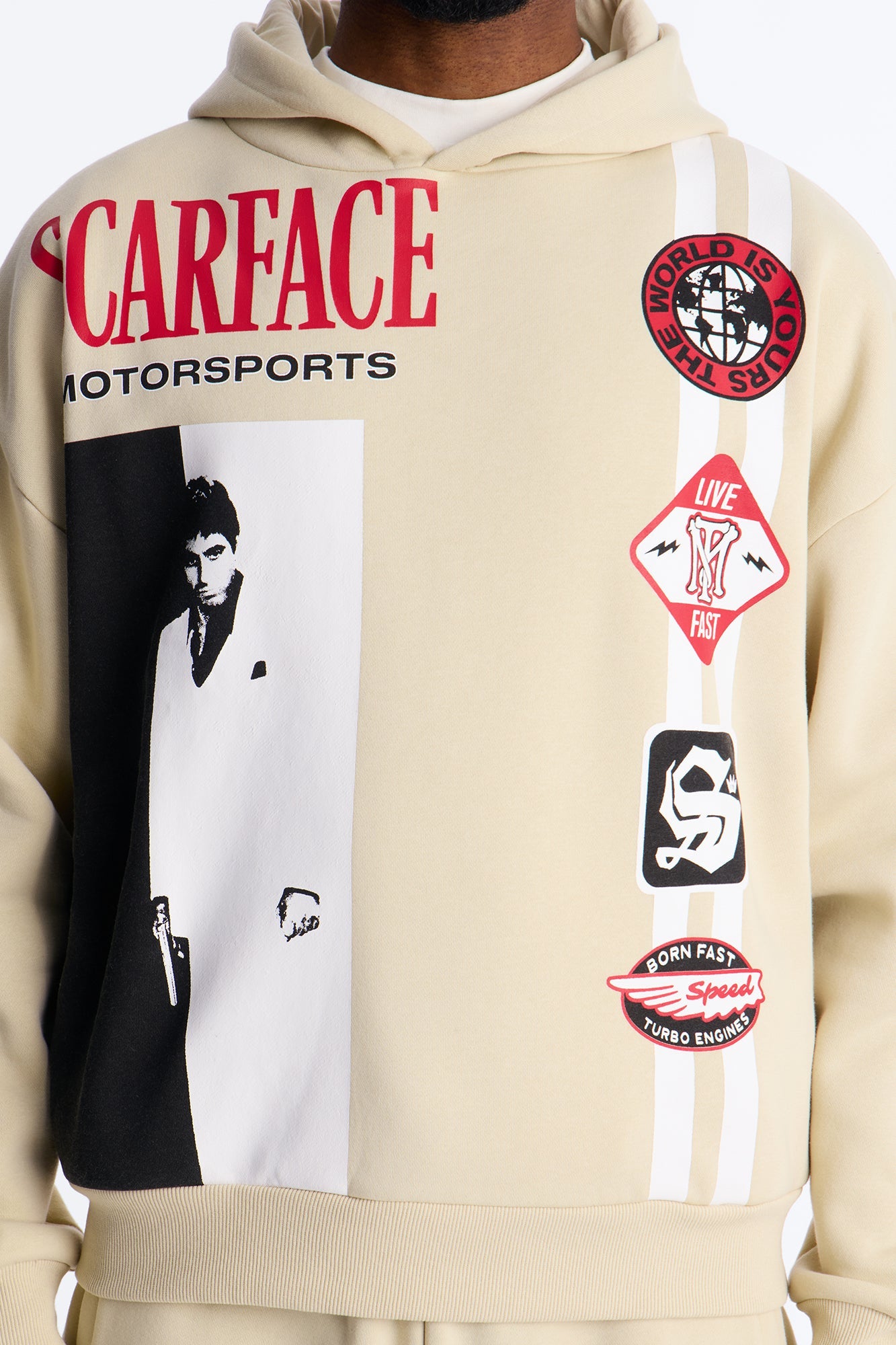 Scarface Embroidery Patch Hoodie - Khaki