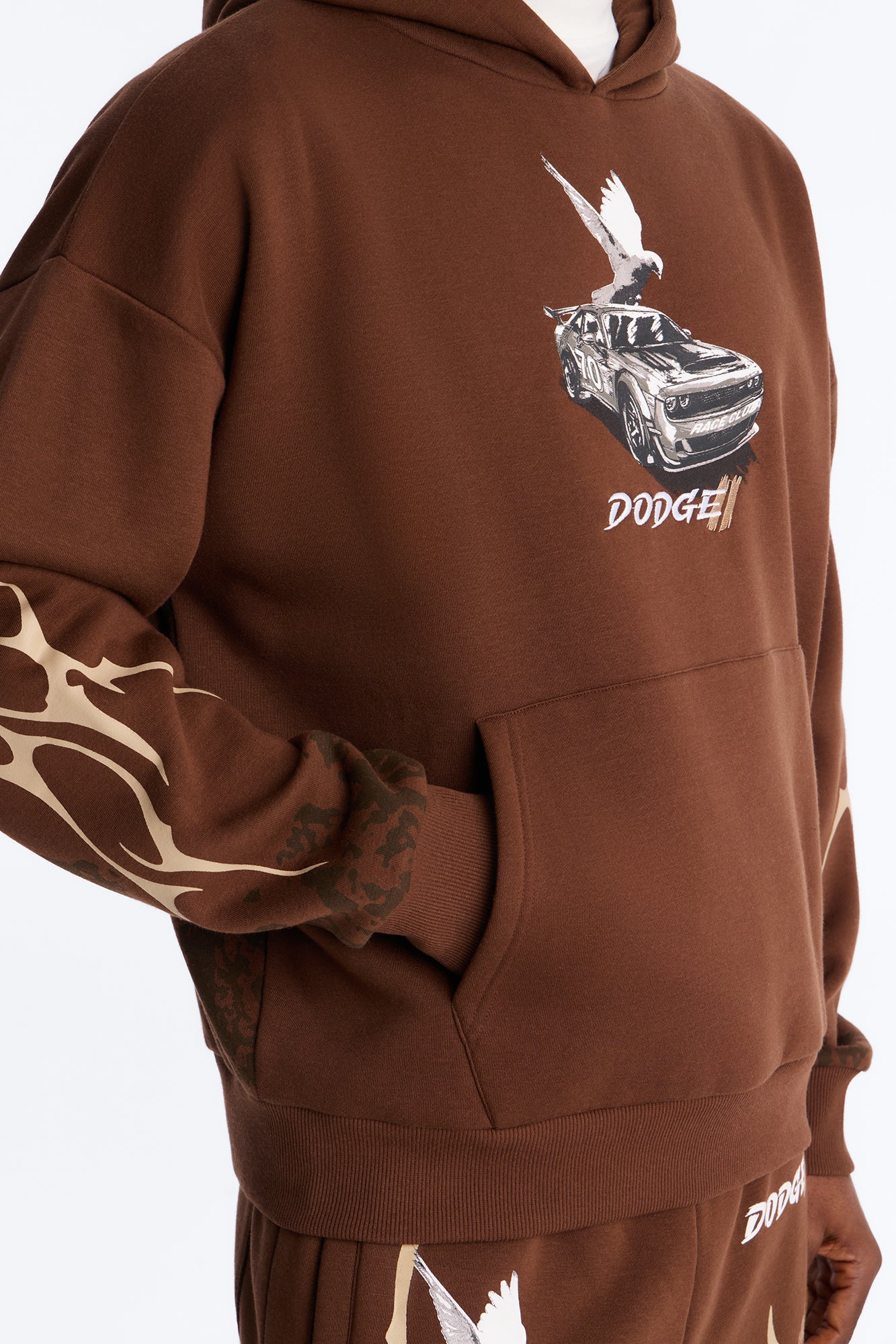 Dodge Demon Oni Mask Oversized Hoodie - Brown