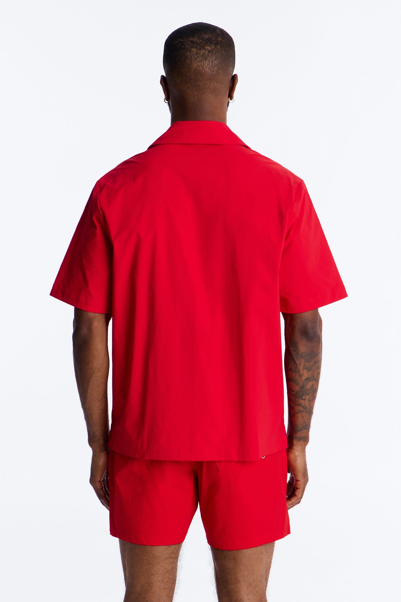 Montez Cuban Collar Button Up Shirt - Brick Red