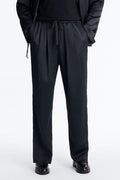 Relaxed Liquid Shadow Pleated Trouser - Black