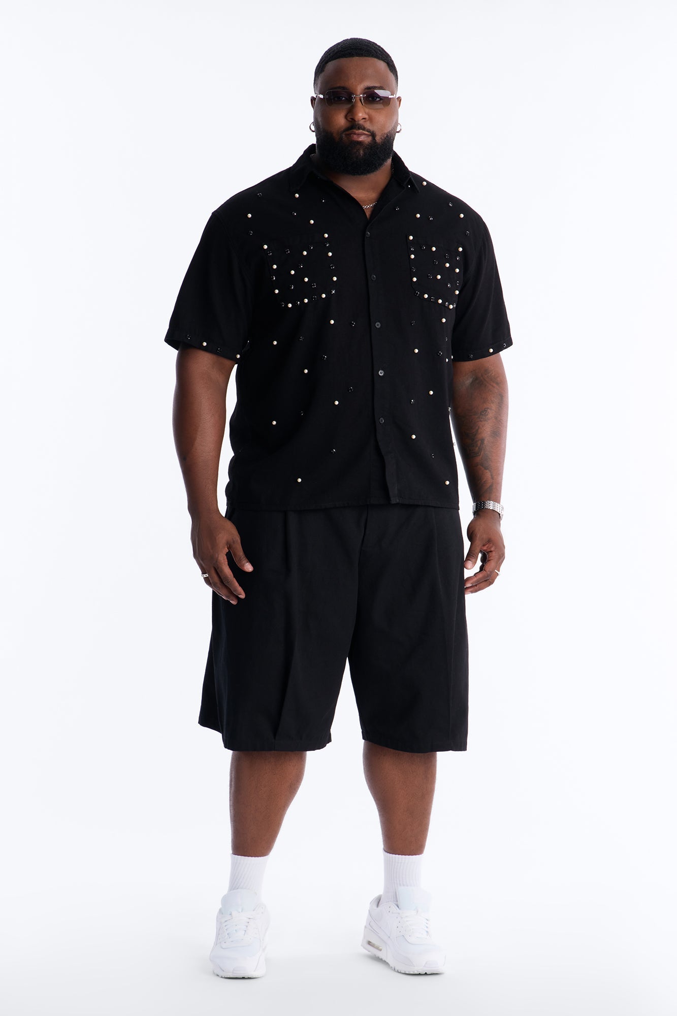 Apex Stud Button Up Shirt - Black