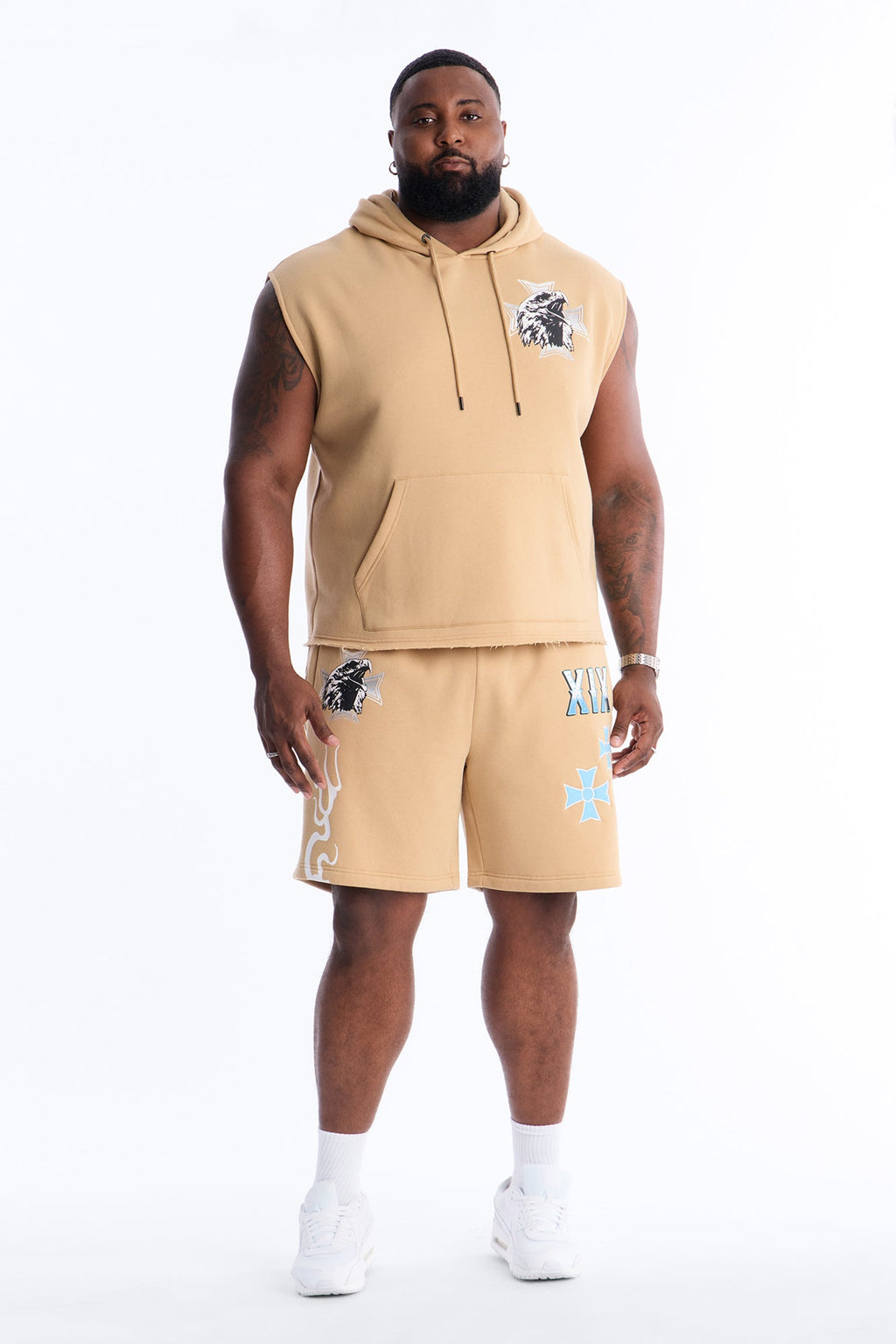 Fly Eagles Sleeveless Hoodie - Khaki