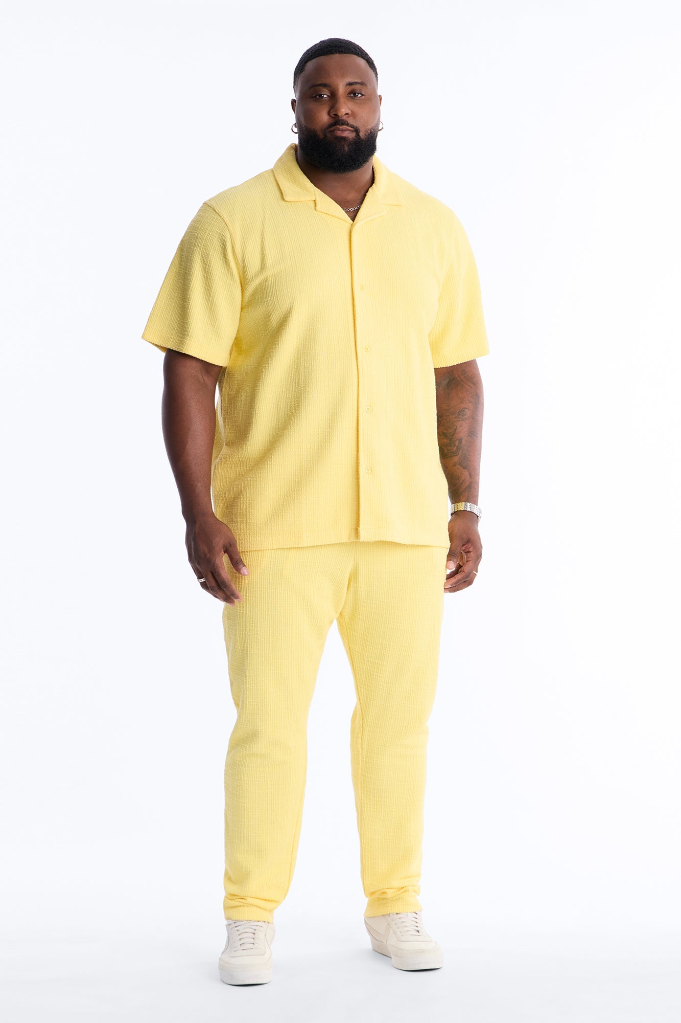 Dean Textured Slim Pants - Butter Yellow