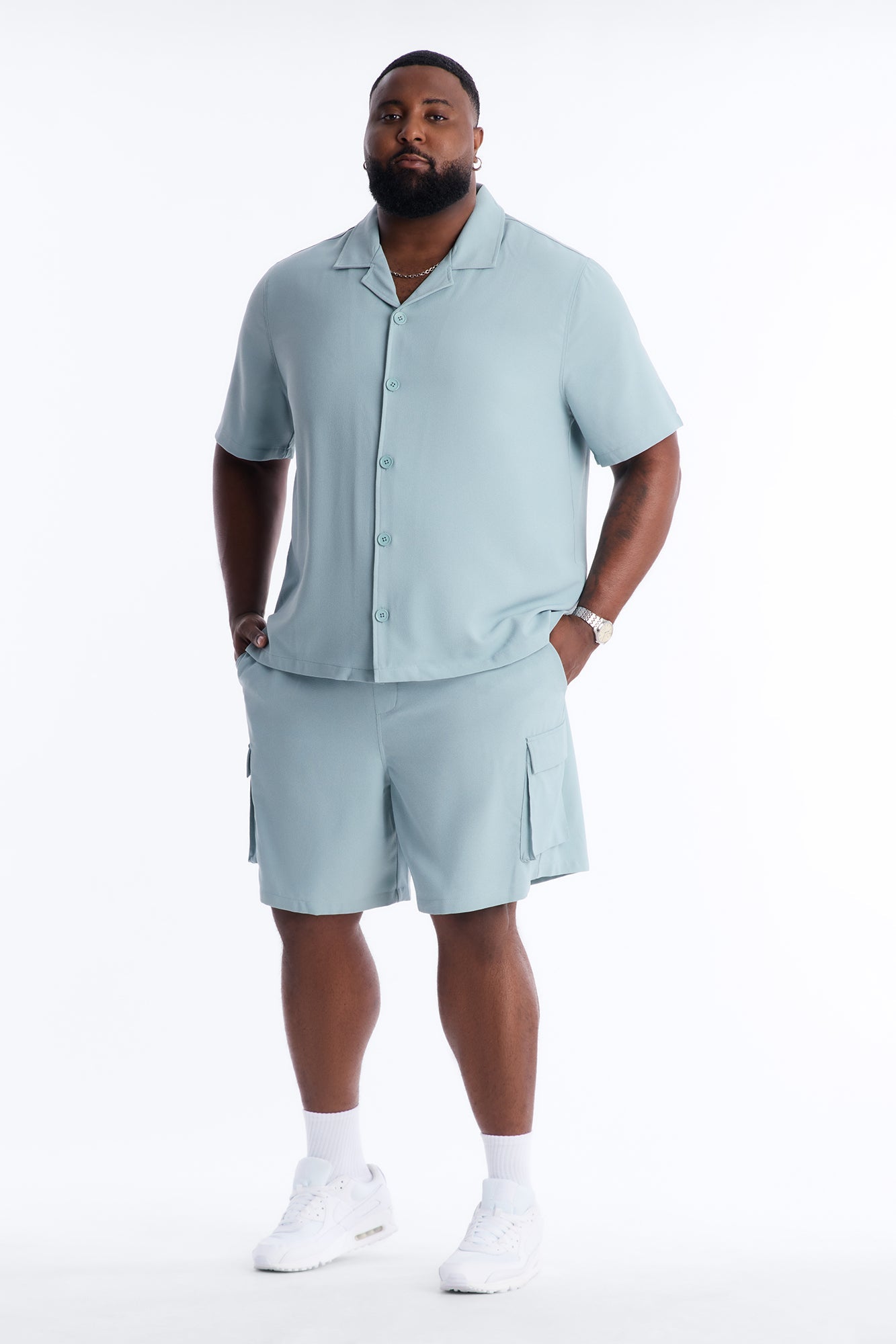 Golden Hour Short Sleeve Button Up - Slate Grey