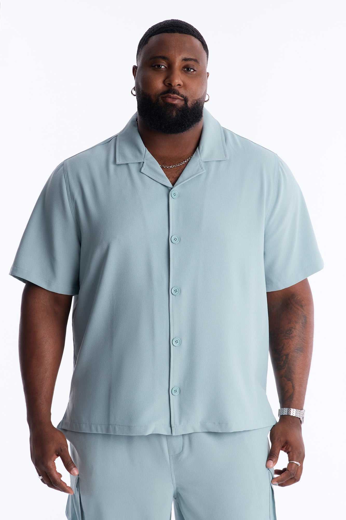 Golden Hour Short Sleeve Button Up - Slate Grey