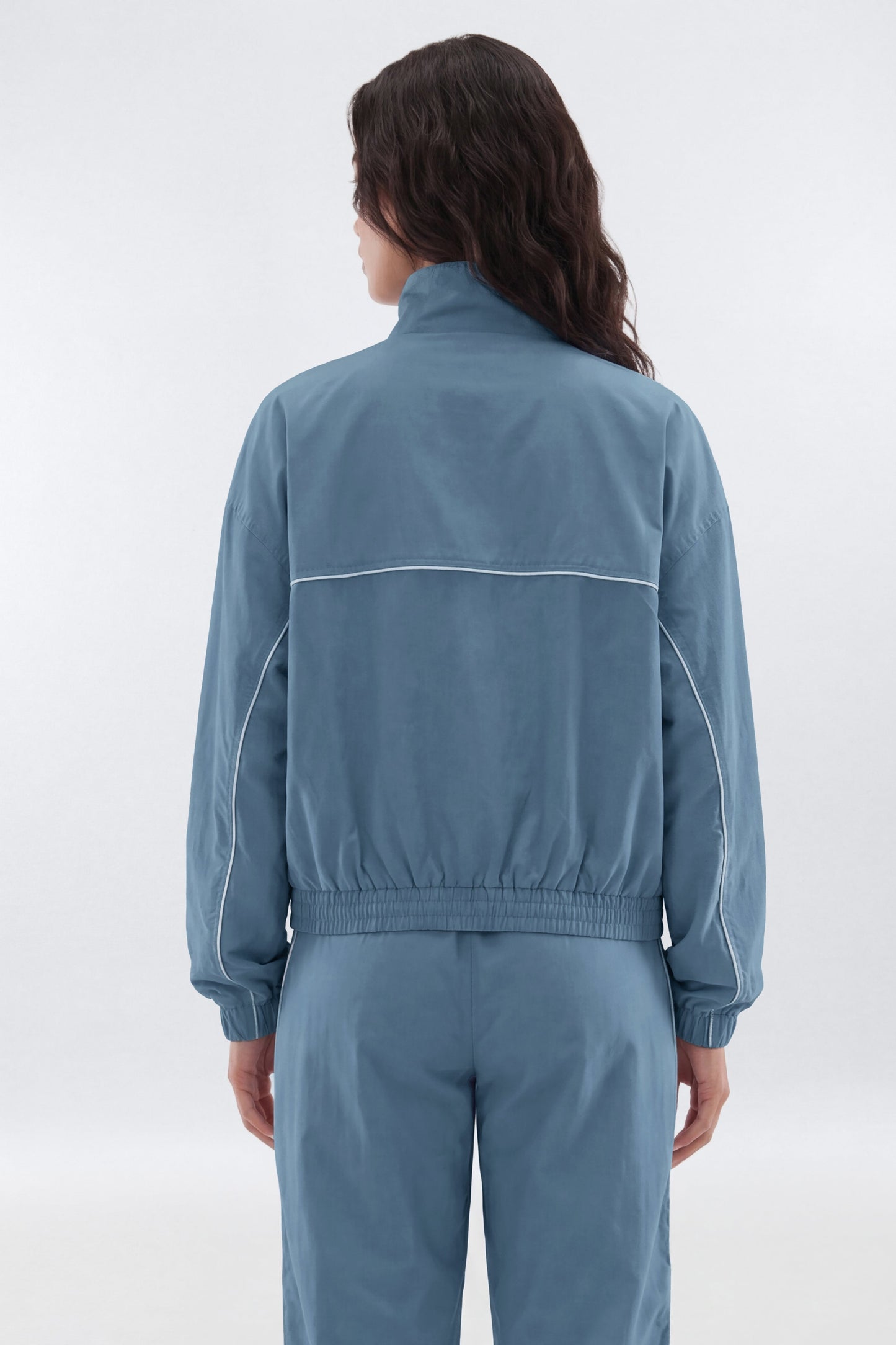 CoreNylon Mock Neck Full Zip Track Jacket - Soft Indigo