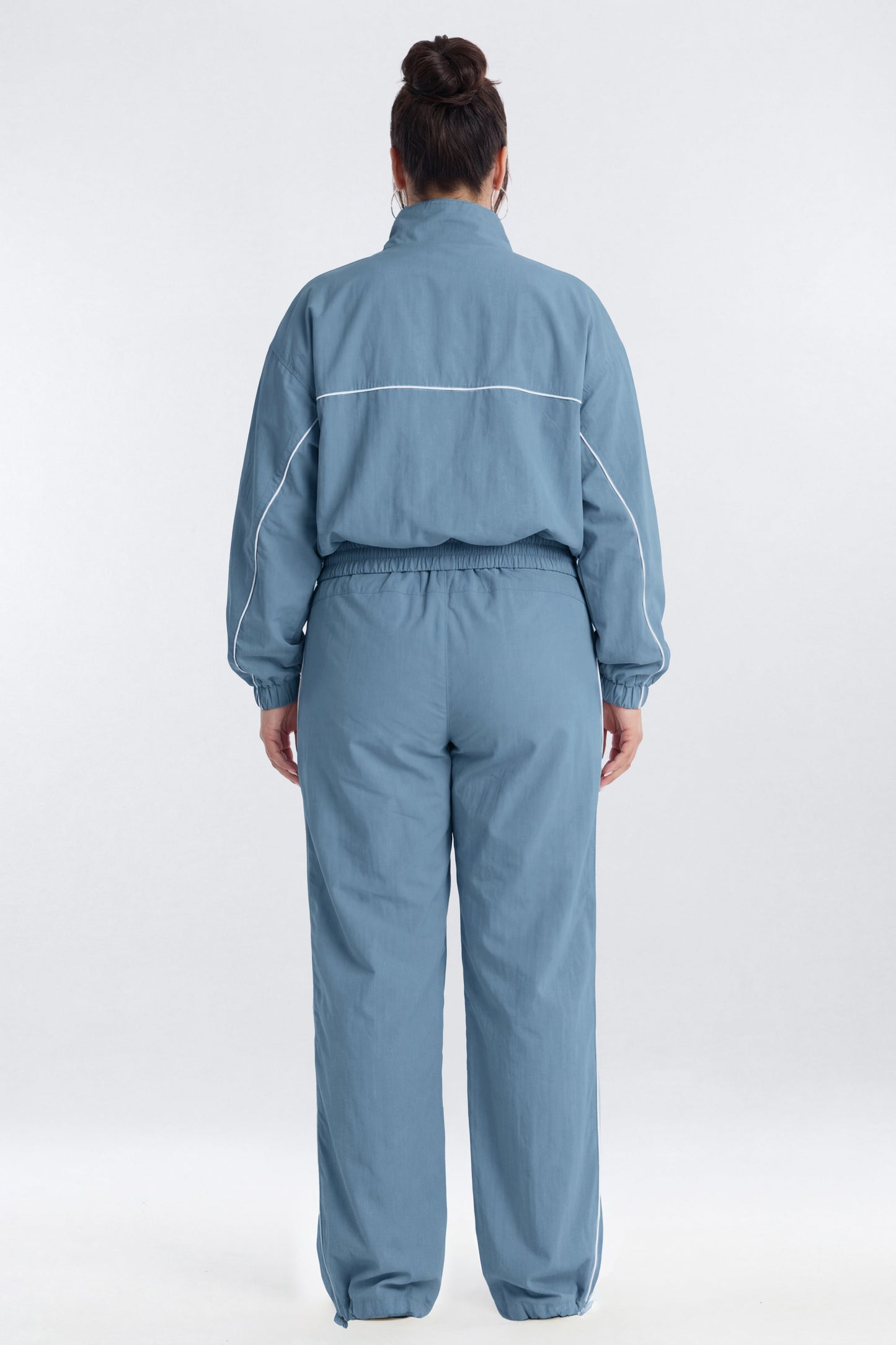 CoreNylon Mock Neck Full Zip Track Jacket - Soft Indigo