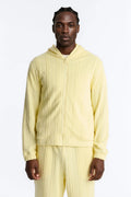 Textured Cozy Braided Hooded Jacket - Butter Yellow