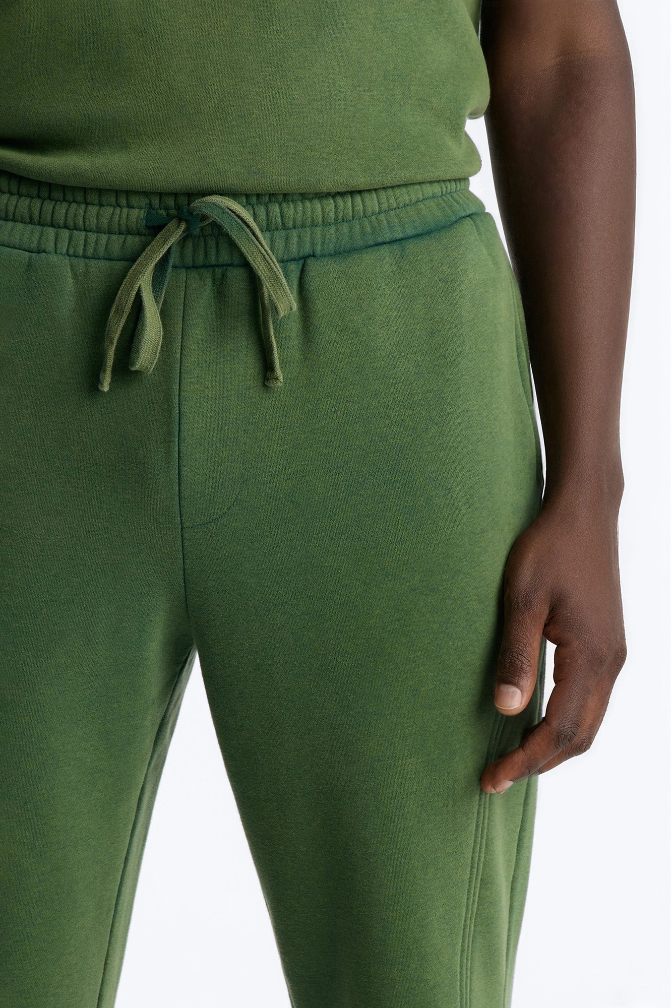 Washed Raw Edge Flare Sweatpant - Green