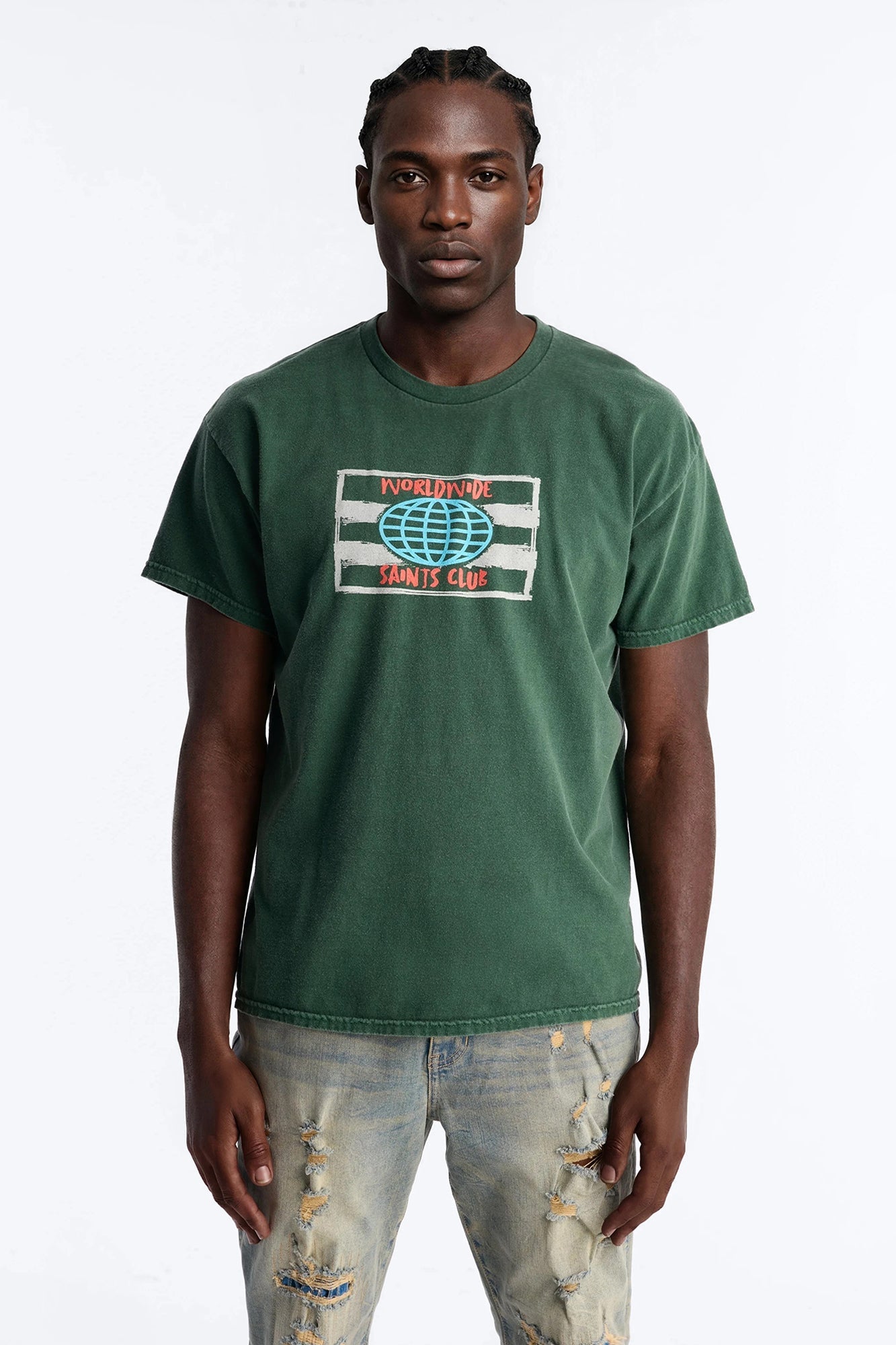 Worldwide Saints Club Vintage Oversized Short Sleeve Tee - Hunter Green