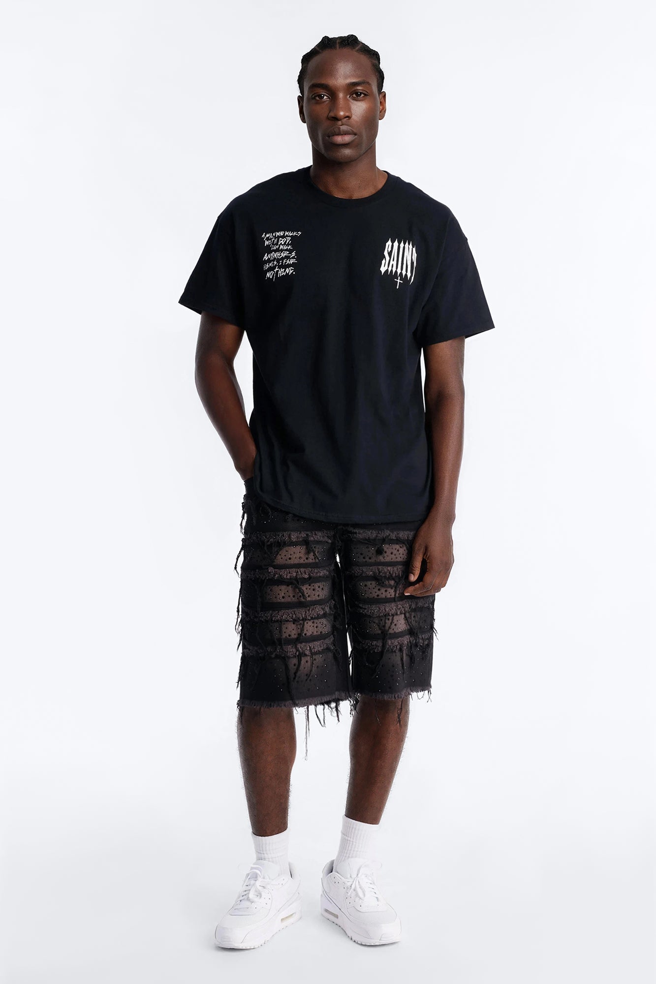 Relaxed Jeweled Havoc Denim Short - Black