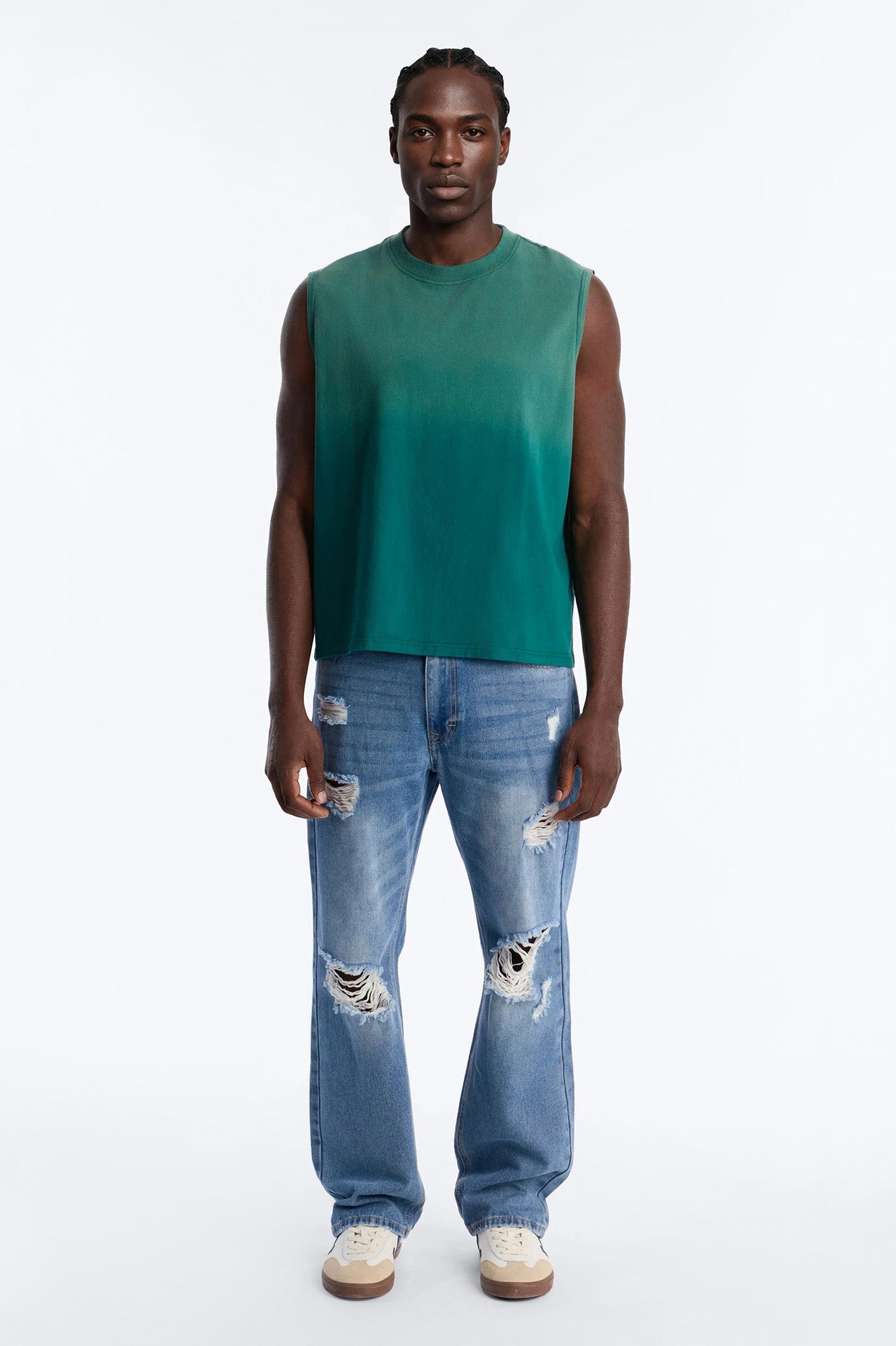 Washed Muscle Tee - Hunter Green