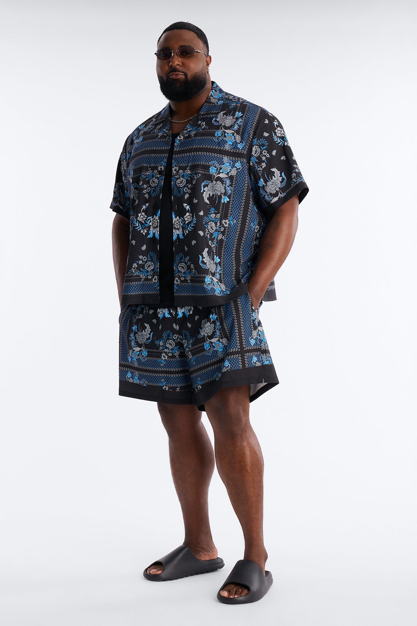 Mirage Bloom Swim Trunk 7″ - Black