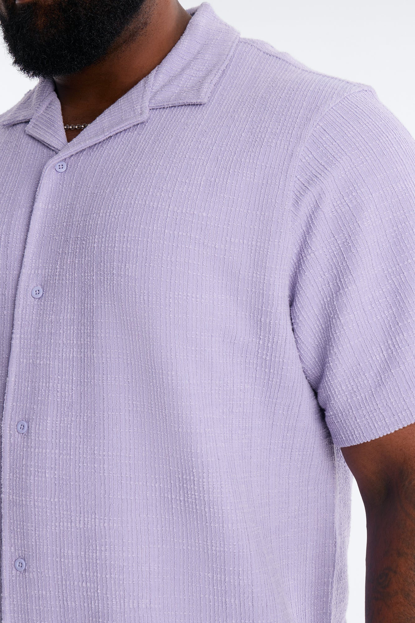 Dean Textured Short Sleeve Button Up Shirt - Lavender