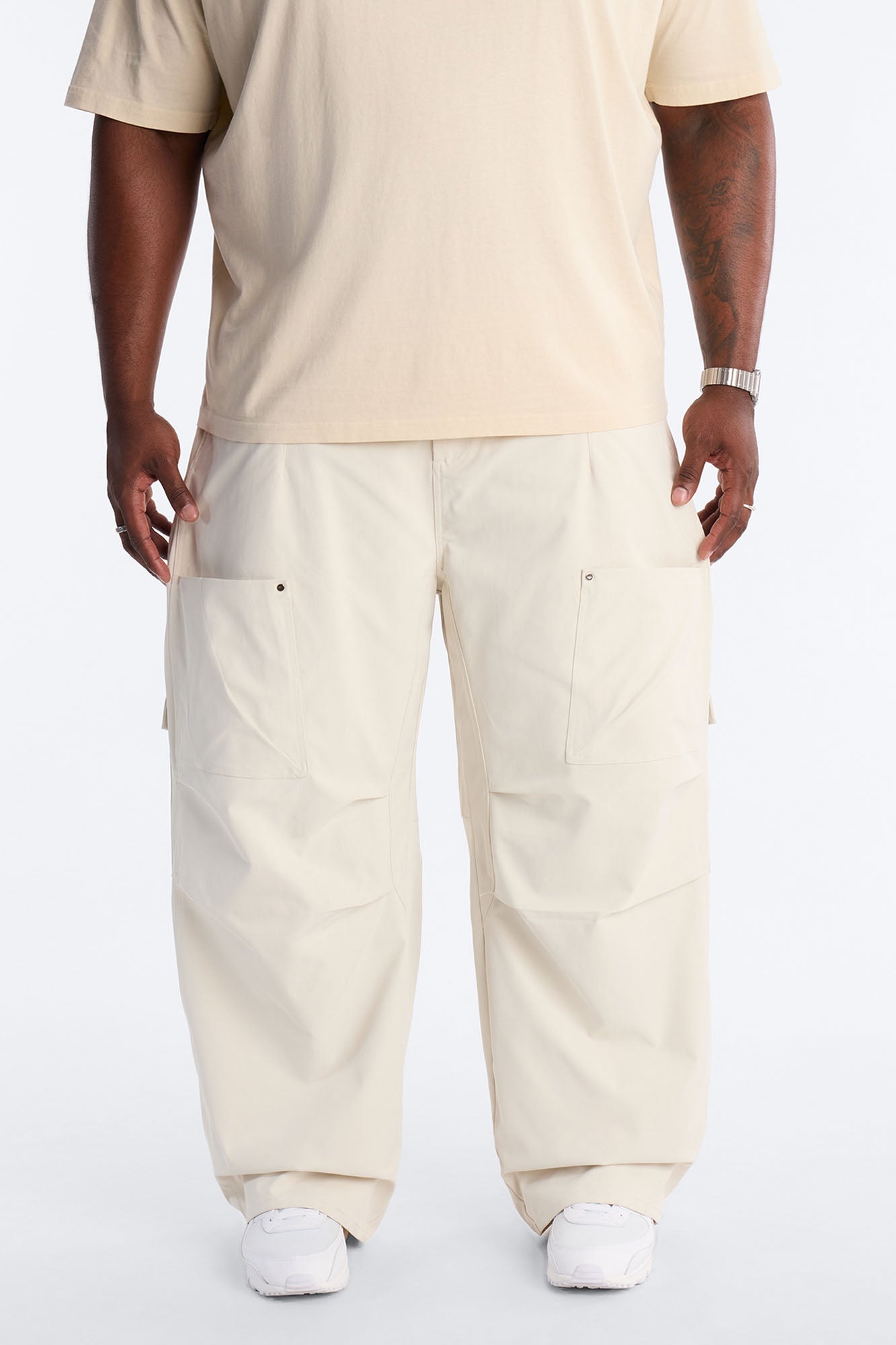 Barrel Fit Node Cargo Pant - Cream