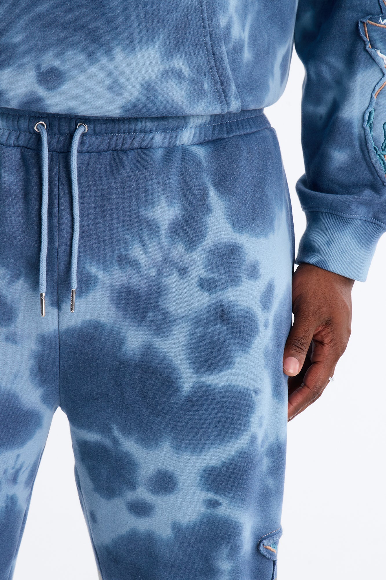 Baggy Von Dutch Outlaw Bleach Dyed Raw Edge Sweatpants - Blue